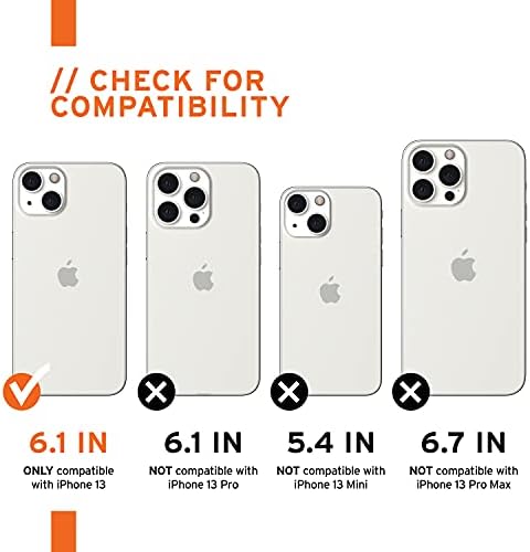 מארז אייפון 13 [מסך 6.1 אינץ'] אאוטבק-ביו, שחור ואייפון 13 [מסך 6.1 אינץ'] מגן זכוכית מחוזק כפול פרימיום